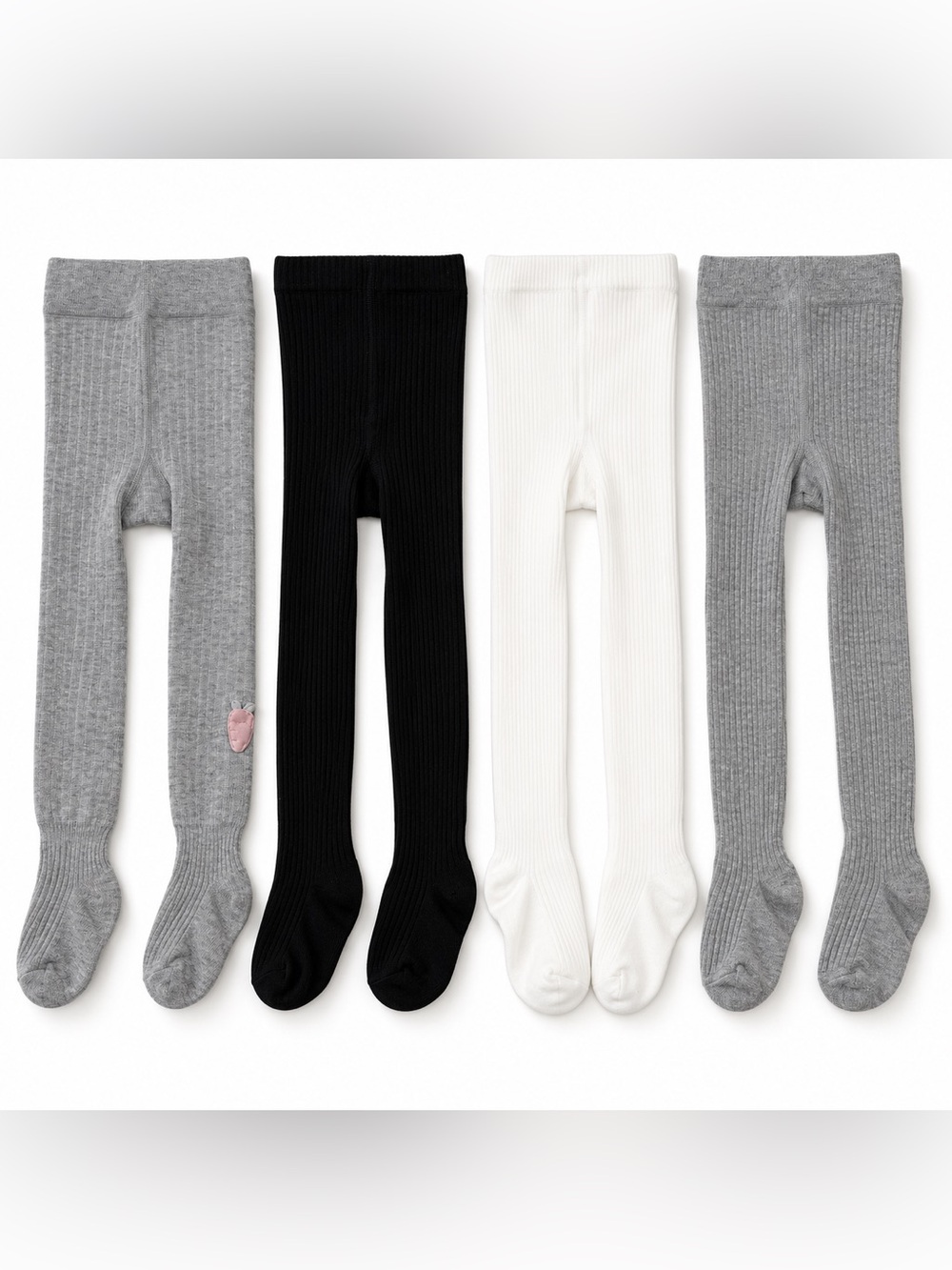 Kids Ribbed Tights Bundle Size 4-5Y Unisex Fall Winter 4 Pairs